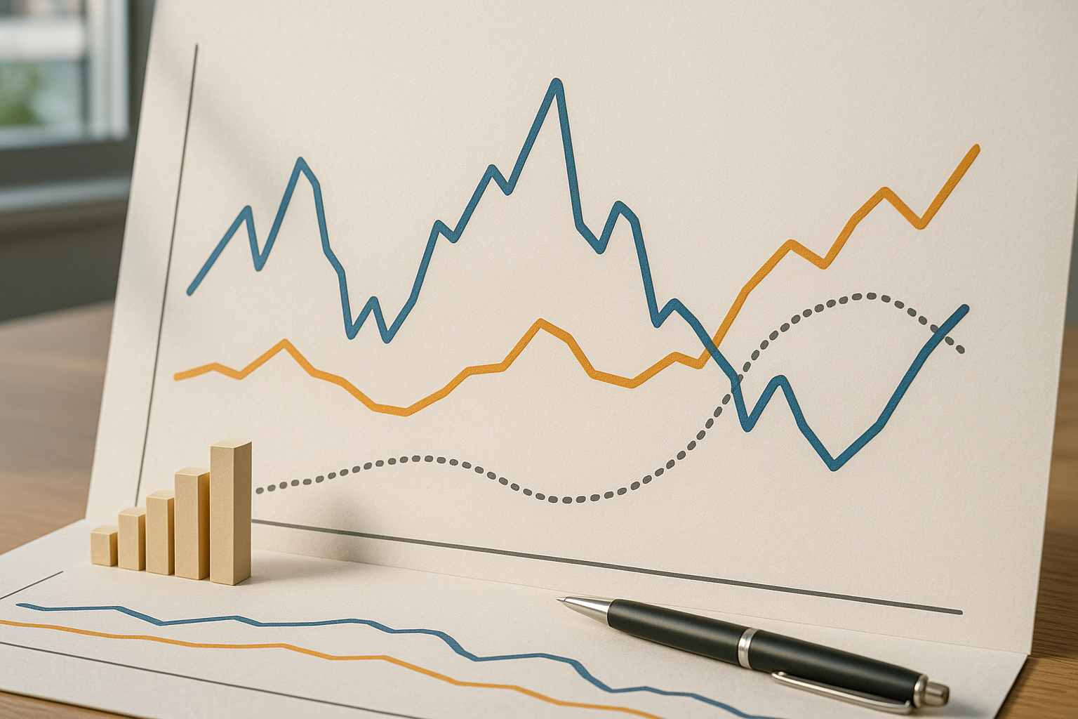 Andamento stilizzato di tassi di interesse e inflazione come segnali di stabilizzazione per il mercato dei mutui